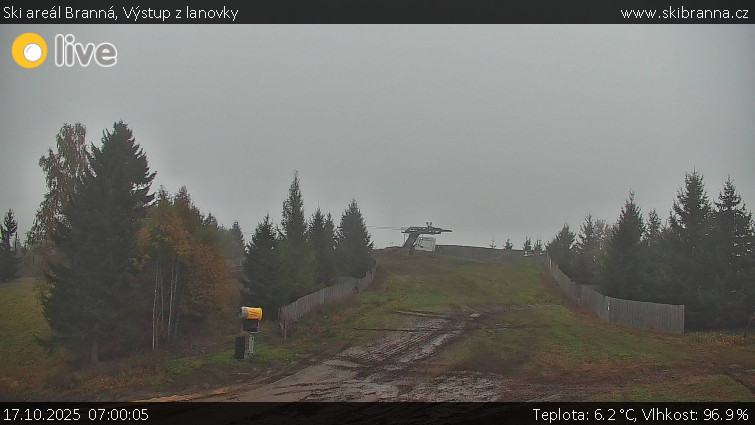 Ski areál Branná - Výstup z lanovky - 17.10.2025 v 07:00 Ski areál Branná - Výstup z lanovky - 17.10.2025 v 07:00