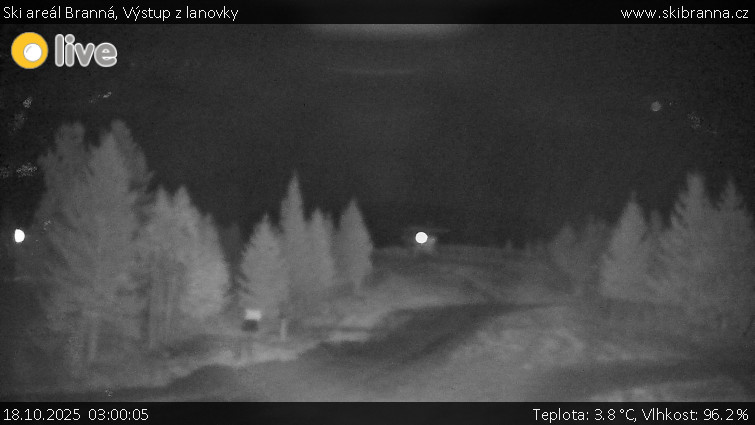 Ski areál Branná - Výstup z lanovky - 18.10.2025 v 03:00 Ski areál Branná - Výstup z lanovky - 18.10.2025 v 03:00