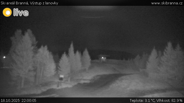 Ski areál Branná - Výstup z lanovky - 18.10.2025 v 22:00 Ski areál Branná - Výstup z lanovky - 18.10.2025 v 22:00