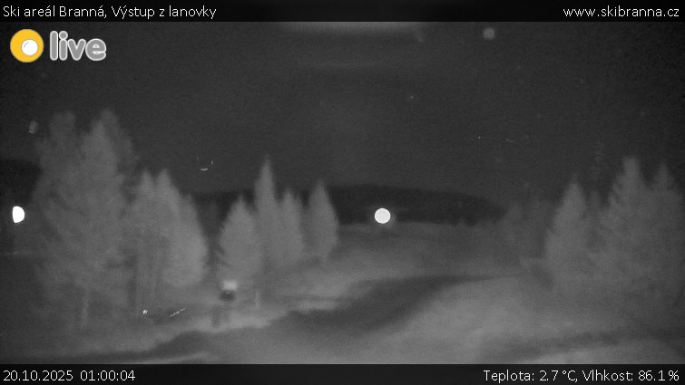 Ski areál Branná - Výstup z lanovky - 20.10.2025 v 01:00 Ski areál Branná - Výstup z lanovky - 20.10.2025 v 01:00