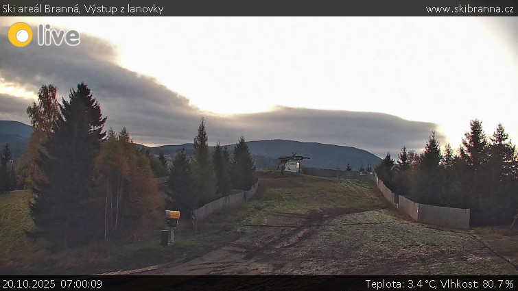 Ski areál Branná - Výstup z lanovky - 20.10.2025 v 07:00 Ski areál Branná - Výstup z lanovky - 20.10.2025 v 07:00