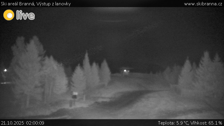 Ski areál Branná - Výstup z lanovky - 21.10.2025 v 02:00 Ski areál Branná - Výstup z lanovky - 21.10.2025 v 02:00