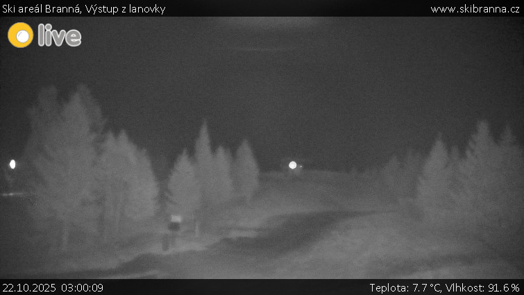Ski areál Branná - Výstup z lanovky - 22.10.2025 v 03:00 Ski areál Branná - Výstup z lanovky - 22.10.2025 v 03:00