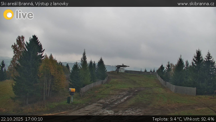 Ski areál Branná - Výstup z lanovky - 22.10.2025 v 17:00 Ski areál Branná - Výstup z lanovky - 22.10.2025 v 17:00
