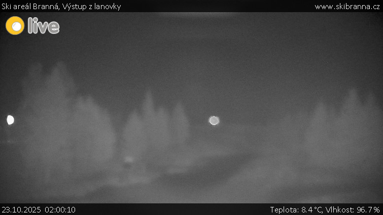 Ski areál Branná - Výstup z lanovky - 23.10.2025 v 02:00 Ski areál Branná - Výstup z lanovky - 23.10.2025 v 02:00