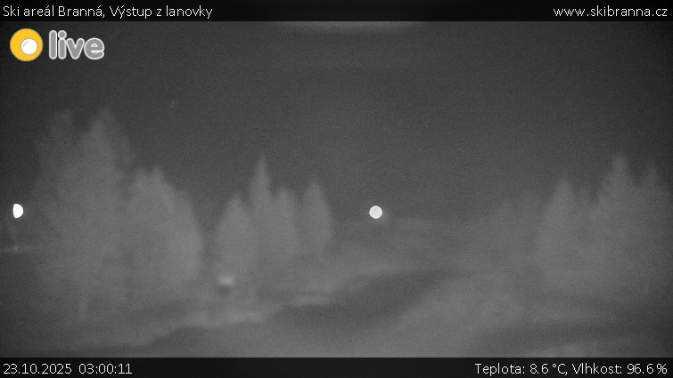 Ski areál Branná - Výstup z lanovky - 23.10.2025 v 03:00 Ski areál Branná - Výstup z lanovky - 23.10.2025 v 03:00