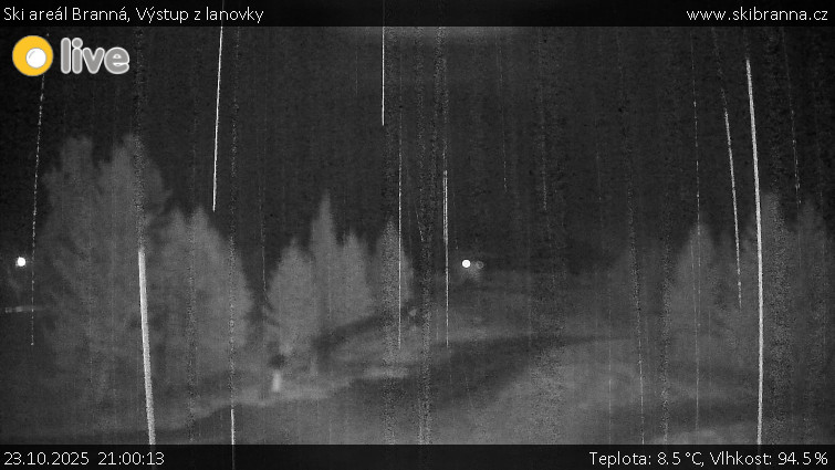 Ski areál Branná - Výstup z lanovky - 23.10.2025 v 21:00 Ski areál Branná - Výstup z lanovky - 23.10.2025 v 21:00