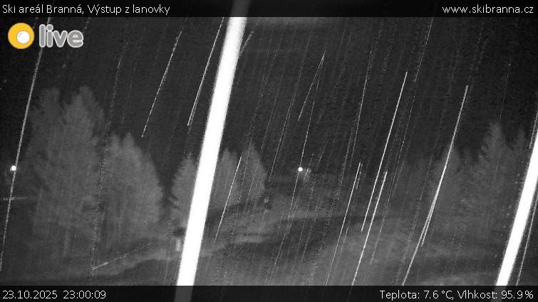 Ski areál Branná - Výstup z lanovky - 23.10.2025 v 23:00 Ski areál Branná - Výstup z lanovky - 23.10.2025 v 23:00