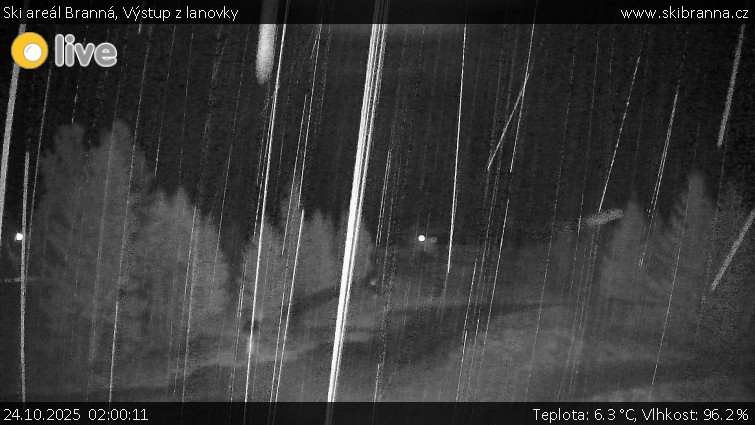Ski areál Branná - Výstup z lanovky - 24.10.2025 v 02:00 Ski areál Branná - Výstup z lanovky - 24.10.2025 v 02:00