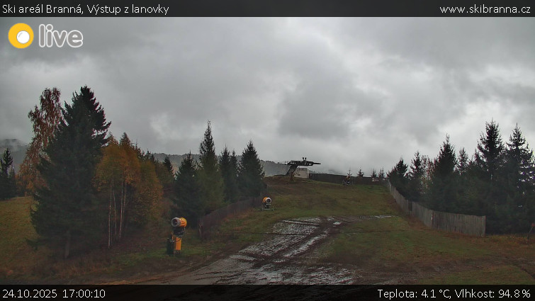 Ski areál Branná - Výstup z lanovky - 24.10.2025 v 17:00 Ski areál Branná - Výstup z lanovky - 24.10.2025 v 17:00