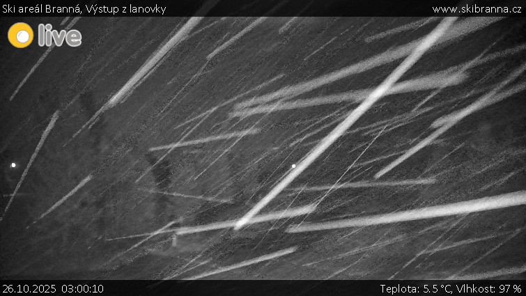 Ski areál Branná - Výstup z lanovky - 26.10.2025 v 03:00 Ski areál Branná - Výstup z lanovky - 26.10.2025 v 03:00