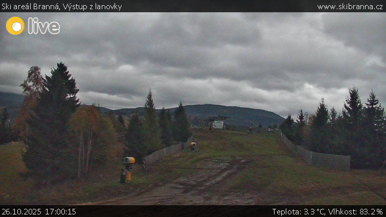 Ski areál Branná - Výstup z lanovky - 26.10.2025 v 17:00 Ski areál Branná - Výstup z lanovky - 26.10.2025 v 17:00