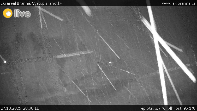 Ski areál Branná - Výstup z lanovky - 27.10.2025 v 20:00 Ski areál Branná - Výstup z lanovky - 27.10.2025 v 20:00