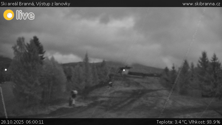 Ski areál Branná - Výstup z lanovky - 28.10.2025 v 06:00 Ski areál Branná - Výstup z lanovky - 28.10.2025 v 06:00