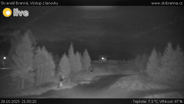 Ski areál Branná - Výstup z lanovky - 29.10.2025 v 21:00 Ski areál Branná - Výstup z lanovky - 29.10.2025 v 21:00