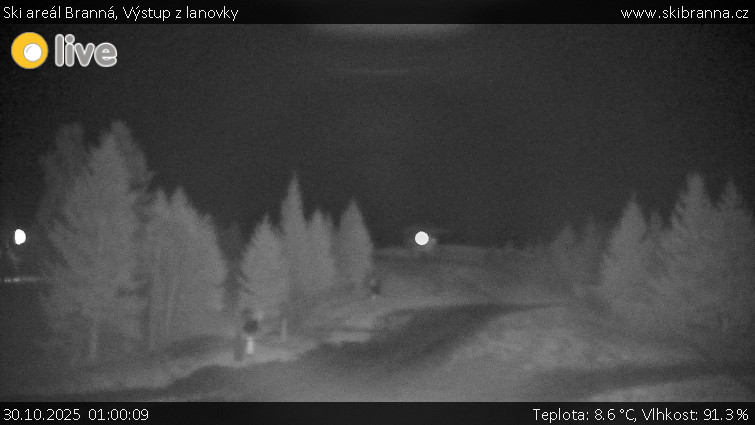 Ski areál Branná - Výstup z lanovky - 30.10.2025 v 01:00 Ski areál Branná - Výstup z lanovky - 30.10.2025 v 01:00