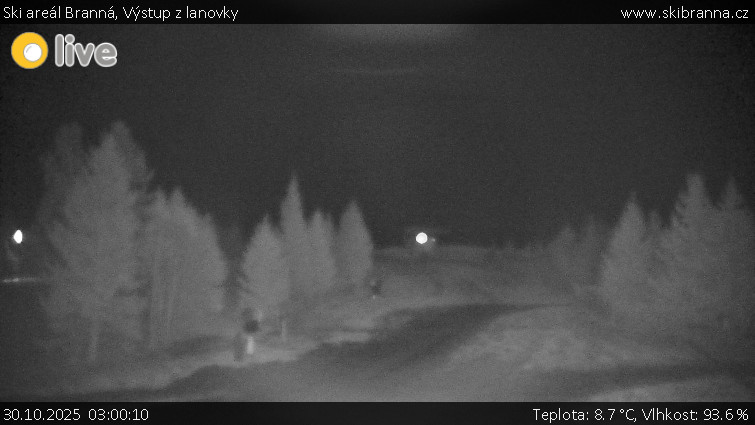 Ski areál Branná - Výstup z lanovky - 30.10.2025 v 03:00 Ski areál Branná - Výstup z lanovky - 30.10.2025 v 03:00