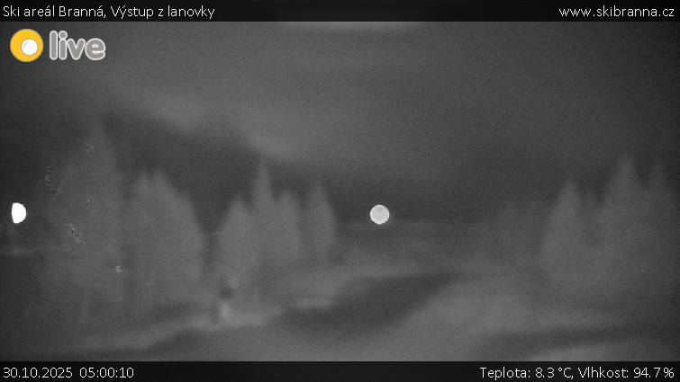 Ski areál Branná - Výstup z lanovky - 30.10.2025 v 05:00 Ski areál Branná - Výstup z lanovky - 30.10.2025 v 05:00