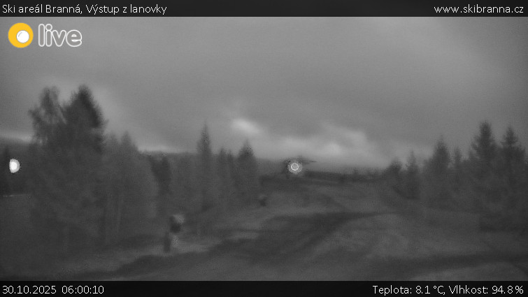 Ski areál Branná - Výstup z lanovky - 30.10.2025 v 06:00 Ski areál Branná - Výstup z lanovky - 30.10.2025 v 06:00