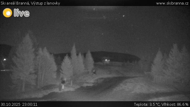 Ski areál Branná - Výstup z lanovky - 30.10.2025 v 23:00 Ski areál Branná - Výstup z lanovky - 30.10.2025 v 23:00