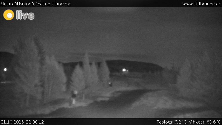Ski areál Branná - Výstup z lanovky - 31.10.2025 v 22:00 Ski areál Branná - Výstup z lanovky - 31.10.2025 v 22:00