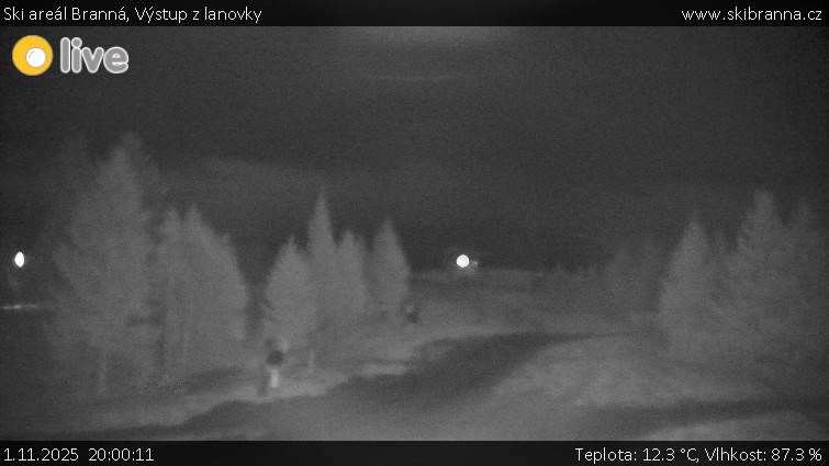 Ski areál Branná - Výstup z lanovky - 1.11.2025 v 20:00 Ski areál Branná - Výstup z lanovky - 1.11.2025 v 20:00