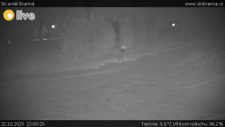 Ski areál Branná - Ski Branná - horní kamera - 22.10.2025 v 22:00 Ski areál Branná - Ski Branná - horní kamera - 22.10.2025 v 22:00