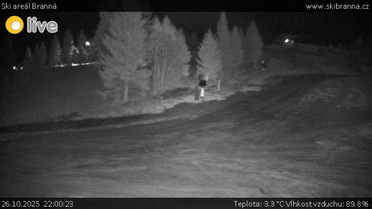 Ski areál Branná - Ski Branná - horní kamera - 26.10.2025 v 22:00 Ski areál Branná - Ski Branná - horní kamera - 26.10.2025 v 22:00