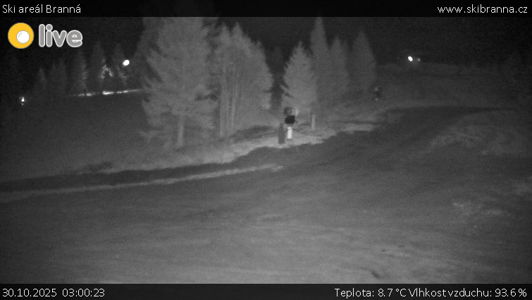 Ski areál Branná - Ski Branná - horní kamera - 30.10.2025 v 03:00 Ski areál Branná - Ski Branná - horní kamera - 30.10.2025 v 03:00