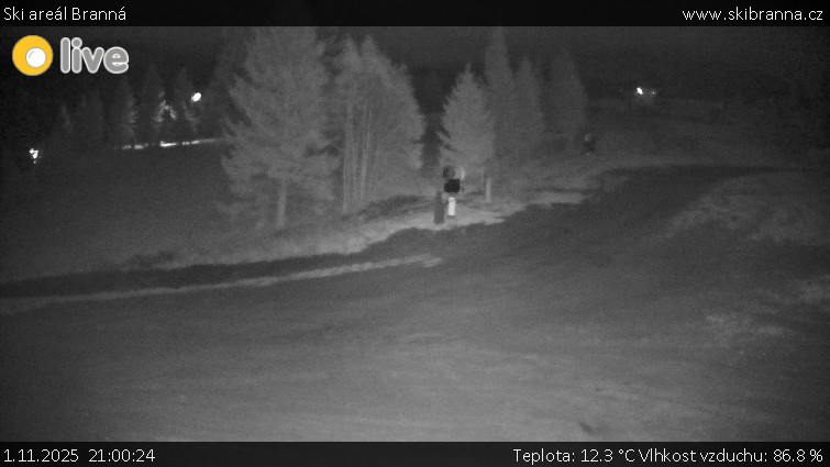 Ski areál Branná - Ski Branná - horní kamera - 1.11.2025 v 21:00 Ski areál Branná - Ski Branná - horní kamera - 1.11.2025 v 21:00