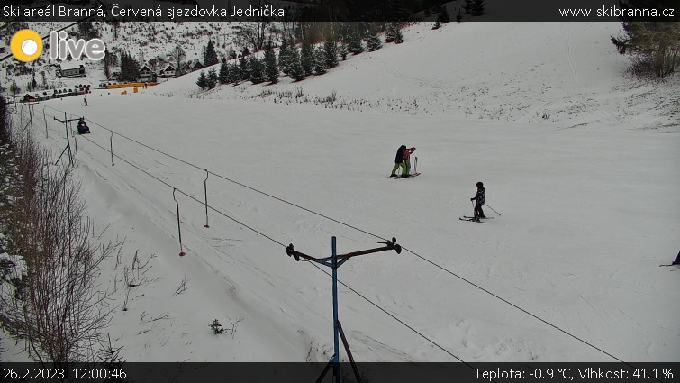Ski areál Branná - Červená sjezdovka Jednička - 26.2.2023 v 12:00