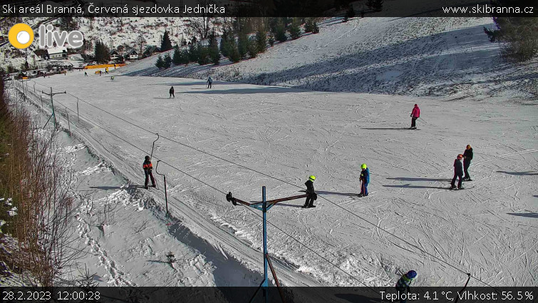 Ski areál Branná - Červená sjezdovka Jednička - 28.2.2023 v 12:00