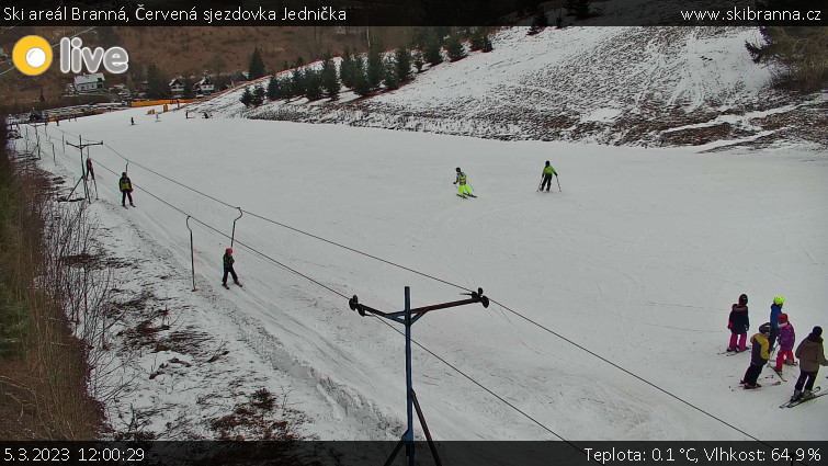 Ski areál Branná - Červená sjezdovka Jednička - 5.3.2023 v 12:00