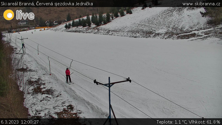 Ski areál Branná - Červená sjezdovka Jednička - 6.3.2023 v 12:00