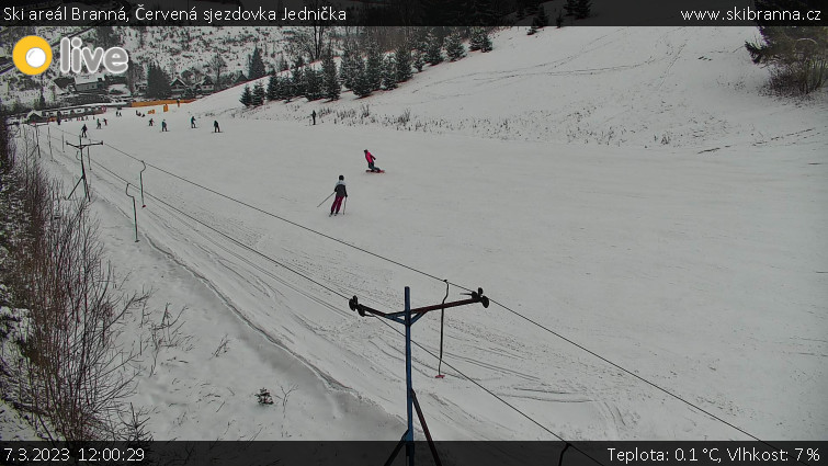 Ski areál Branná - Červená sjezdovka Jednička - 7.3.2023 v 12:00