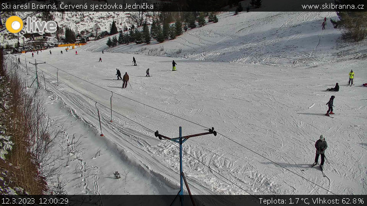 Ski areál Branná - Červená sjezdovka Jednička - 12.3.2023 v 12:00