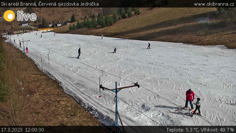Ski areál Branná - Červená sjezdovka Jednička - 17.3.2023 v 12:00
