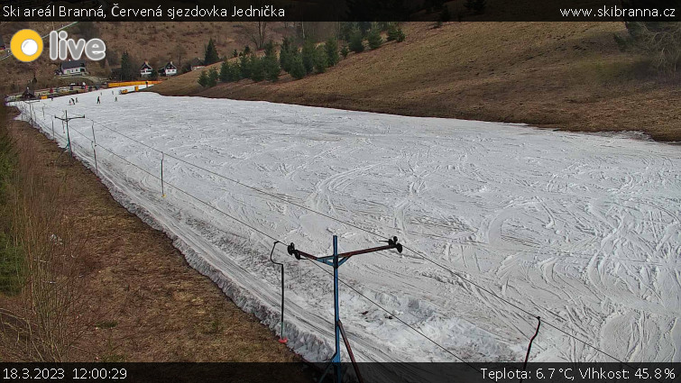 Ski areál Branná - Červená sjezdovka Jednička - 18.3.2023 v 12:00