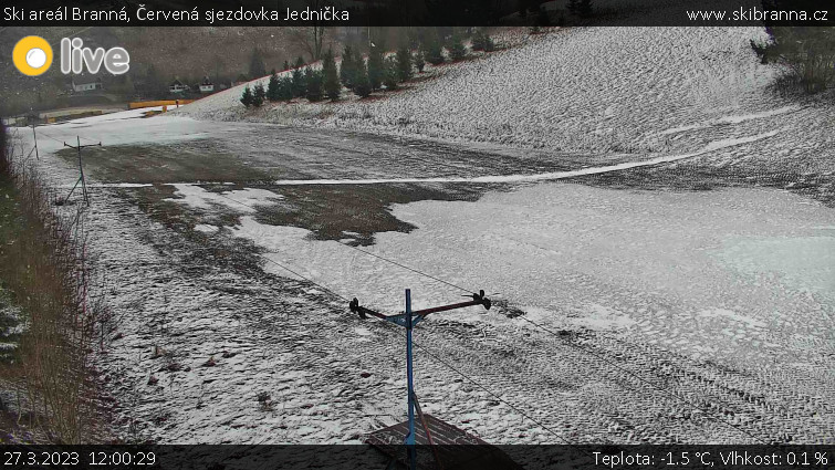 Ski areál Branná - Červená sjezdovka Jednička - 27.3.2023 v 12:00