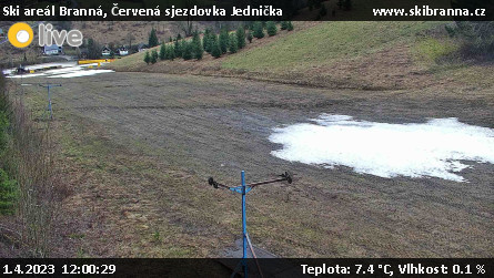 Ski areál Branná - Červená sjezdovka Jednička - 1.4.2023 v 12:00