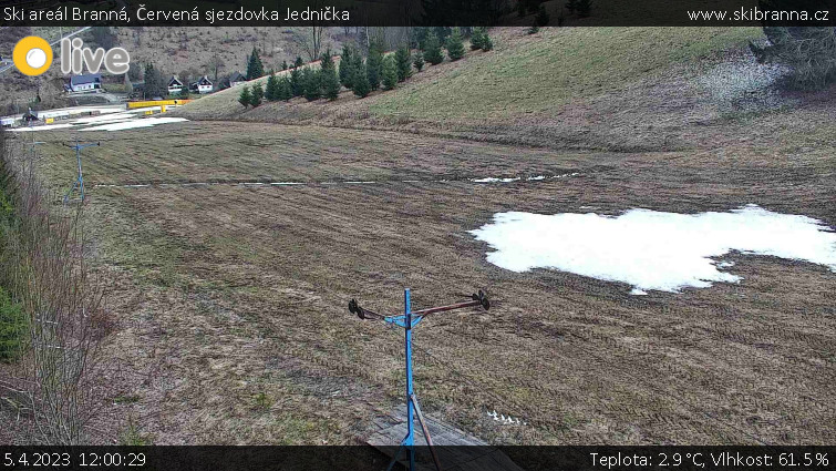 Ski areál Branná - Červená sjezdovka Jednička - 5.4.2023 v 12:00