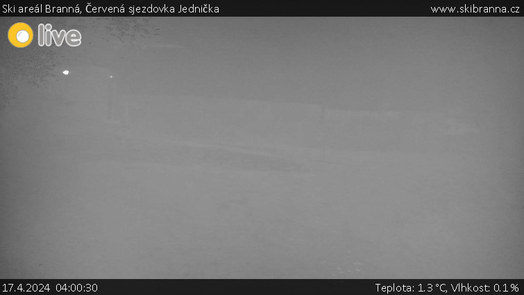 Ski areál Branná - Červená sjezdovka Jednička - 17.4.2024 v 04:00