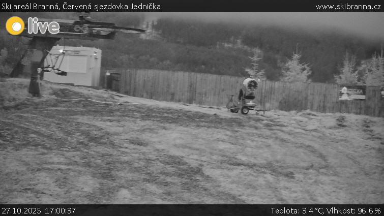 Ski areál Branná - Červená sjezdovka Jednička - 27.10.2025 v 17:00 Ski areál Branná - Červená sjezdovka Jednička - 27.10.2025 v 17:00