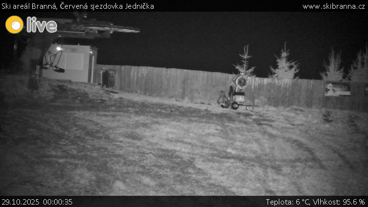Ski areál Branná - Červená sjezdovka Jednička - 29.10.2025 v 00:00 Ski areál Branná - Červená sjezdovka Jednička - 29.10.2025 v 00:00