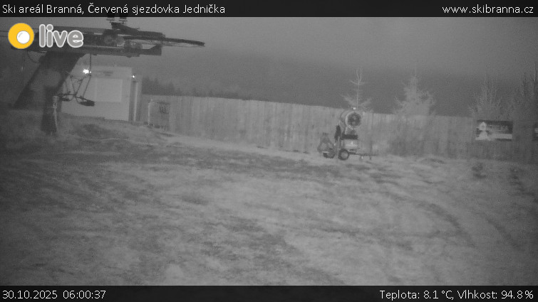 Ski areál Branná - Červená sjezdovka Jednička - 30.10.2025 v 06:00 Ski areál Branná - Červená sjezdovka Jednička - 30.10.2025 v 06:00