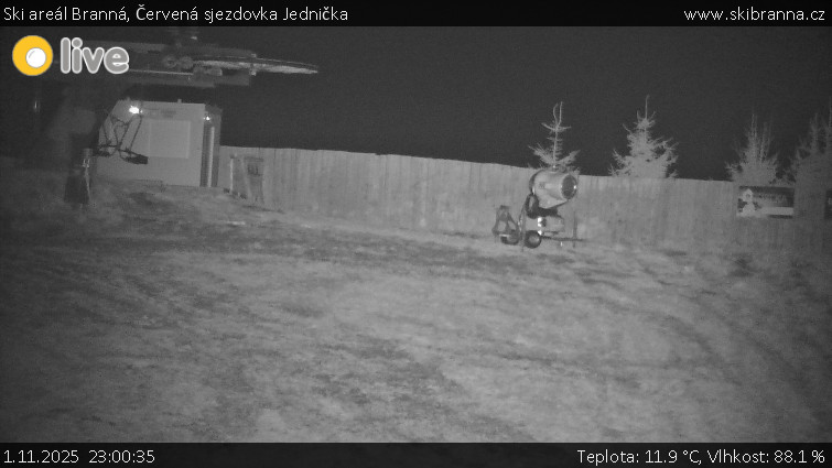 Ski areál Branná - Červená sjezdovka Jednička - 1.11.2025 v 23:00 Ski areál Branná - Červená sjezdovka Jednička - 1.11.2025 v 23:00