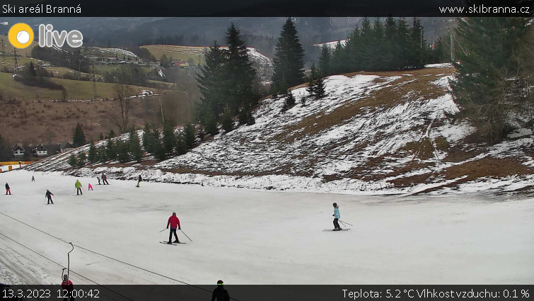 Ski areál Branná - Ski Branná - horní kamera - 13.3.2023 v 12:00