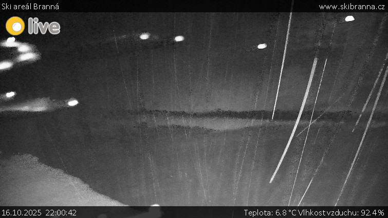 Ski areál Branná - Ski Branná - horní kamera - 16.10.2025 v 22:00 Ski areál Branná - Ski Branná - horní kamera - 16.10.2025 v 22:00