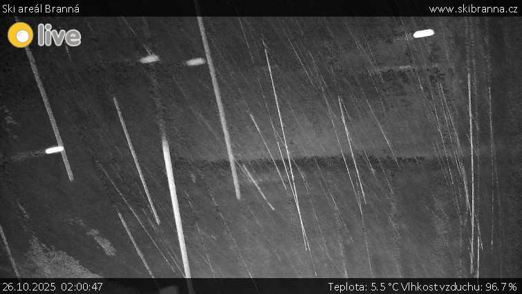 Ski areál Branná - Ski Branná - horní kamera - 26.10.2025 v 02:00 Ski areál Branná - Ski Branná - horní kamera - 26.10.2025 v 02:00