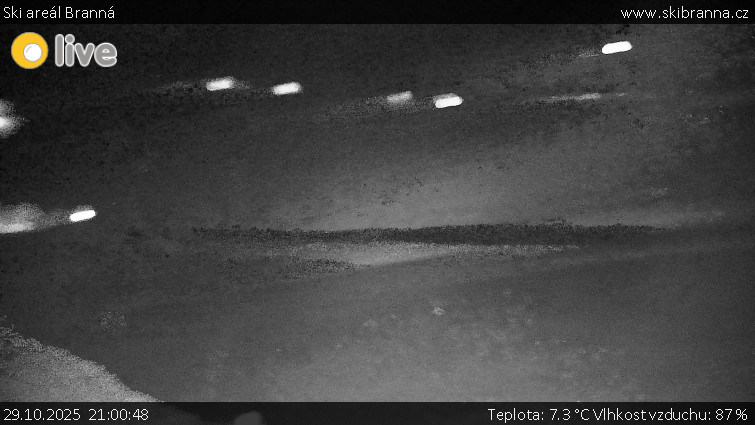 Ski areál Branná - Ski Branná - horní kamera - 29.10.2025 v 21:00 Ski areál Branná - Ski Branná - horní kamera - 29.10.2025 v 21:00
